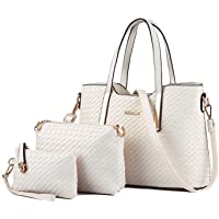  - TIBES Bolso de cuero de la PU de la manera + bolso de hombro + monedero bolso de 3pcs A Beige